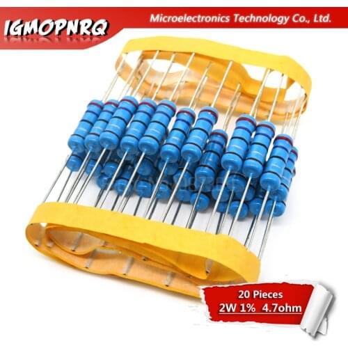 20pcs 2W Metal film resistor resistance 1% 2W-4.7R 4.7ohm 4.7R