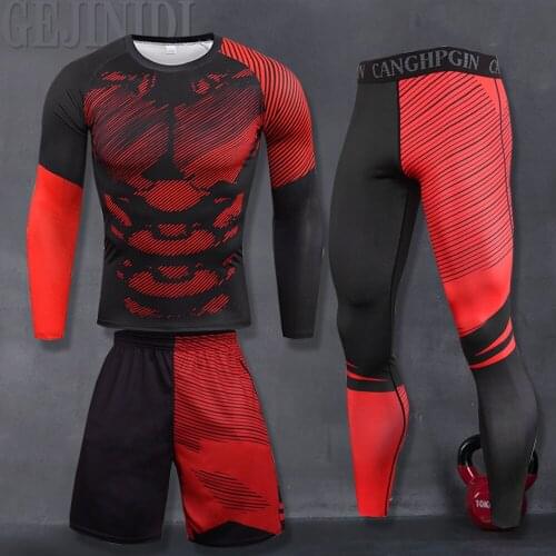 Mens Compression Pants Men Sportswear Training Leggings Bodybuilding Gym Skinny Trousers Tights Bottoms Running Set Men