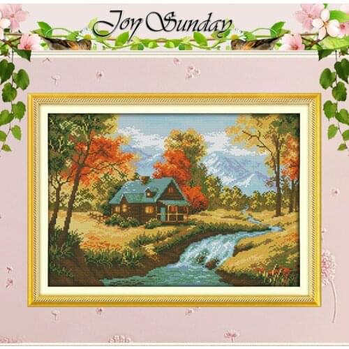 The Autumn Stream Counted Cross Stitch 11CT 14CT Cross Stitch Sets Wholesale Scenery Cross-stitch Kits Embroidery Needlework
