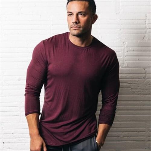 New Autumn Brand Casual Long sleeve Cotton T-shirt Men Gym Fitness Workout Skinny t shirt Male Print Tee Tops Running Sport Clo