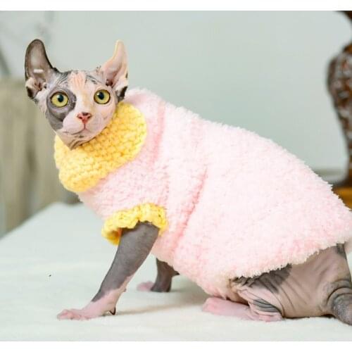 New Autumn Winter Sphynx Cat Clothes Fleece Warm Vest For Hairless Cat Clothes Classic Puppy Pet Cats Clothes Dog Sweater