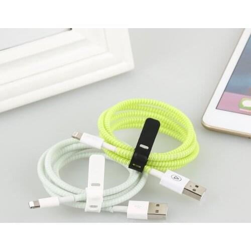 New Mobile phone data cable protection cord 1.4m three-color Android data cable sleeve winder headphone cable protection line