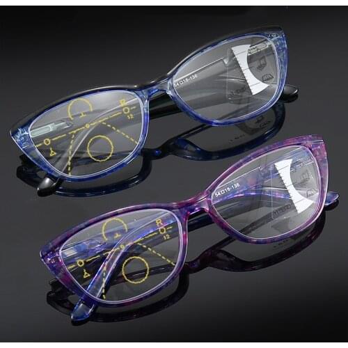 Iboode Women Cat Eye Progressive Multifocal Reading Glasses Anti Blue Light Near Far Sight Magnifying Presbyopia Eyeglasses New