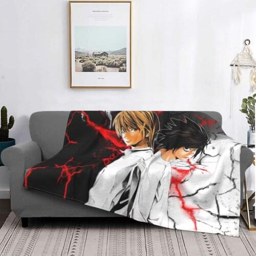 Death Note Blanket Fleece Textile Decor Yagami Light Portable Lightweight Throw Blankets for Home Bedroom Plush Thin Quilt
