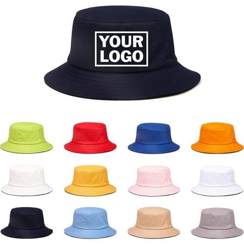 Summer Double Sided Bucket Hat Free Custom LOGO Design Fishing Hats Casual Fishermen Cap Brim Kpop Bucket Gorras Men Women Hats