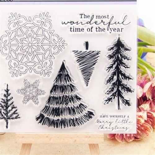 PANFELOU Holiday tree Transparent Clear Silicone Stamp/Seal for DIY scrapbooking/photo album Decorative clear stamp sheets