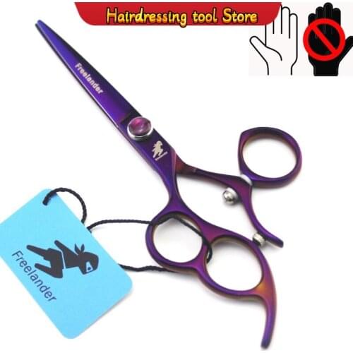 Left Hand Cut Flat Cut Left Left Scissors High Quality Hairdressing Scissors Purple Stainless Steel Type Model Number Teeth Size