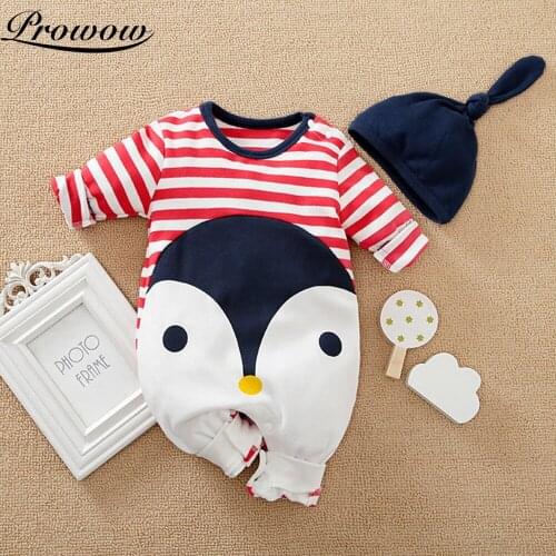 Prowow Cartoon Baby Romper Penguin Newborn Overalls For Baby Clothes Summer Infant Jumpsuits Cute Babies Costume Newborn Outfits