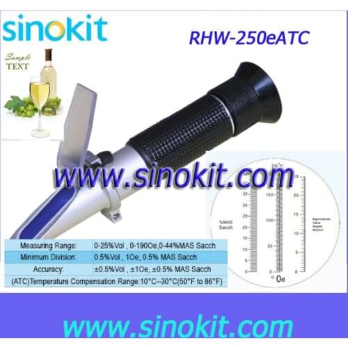 Wine/ Oe Hand Held 0-25%Vol, 0-190Oe, 0-44%MAS Sacch Refractometer - RHW-25Oe ATC