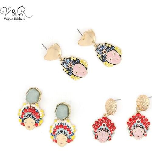 DIY Handmade Jewelry Making Enamel Opera Figure Bead Charms Pendants Drop Dangle Earring Set Components Fashion Jewelry DIY-142
