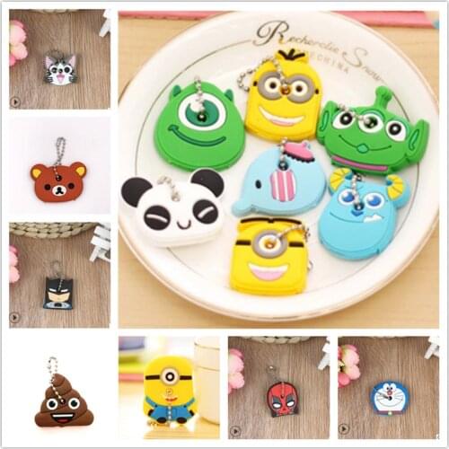 1Pcs Animal Cartoon Key Chain Silicone Key Control Dust Cover Holder Key Ring Gift For Pets Lover Women Girl Bag Charm Keychain