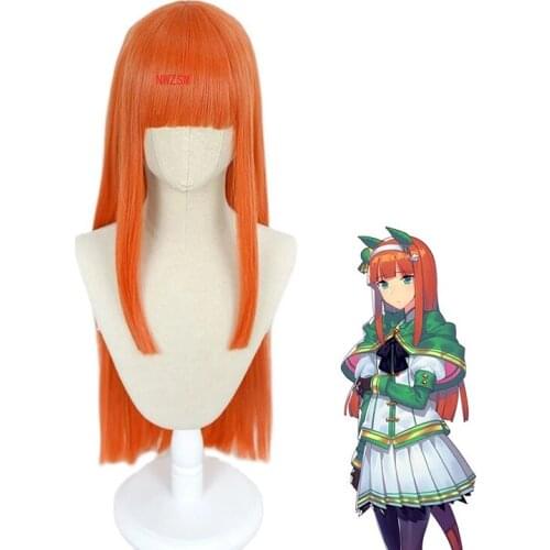 Silence Suzuka Cosplay Wig Umamusume : Pretty Derby Woman 80cm Orange Long Heat Resistant Hair Halloween Party Wigs