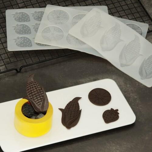 Funny Fruit Shape Chocolate Mold Orange Slice Strawberry Silicone Mould Cake Decorating DIY Topper For Sundae Ice Cream