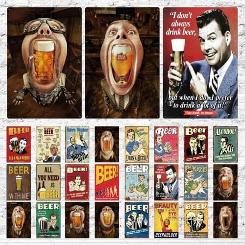 Funny Tin Sign Beer Metal Sign Plaque Metal Vintage Pub Iron Painting Wall Decor For Bar Pub Club Man Cave Metal Posters