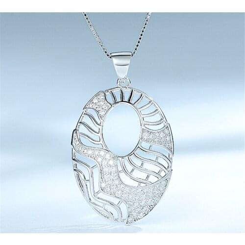 DY 925 Sterling Silver Necklace Clear CZ Dangle Drop Charm Individuality Hollow Pendant With Chain For Women Fashion Jewelry