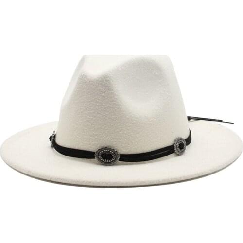 2020 Winter wool Fedoras For Women Wide Brim Felt Hat Ladies Black white Jazz Cap Female Leopard Winter Elegant Pork Pie Hat