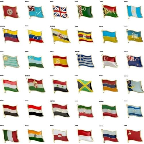 Flag Laple Pin Badge Brooch Tunisia Tuvalu Turkmenistan Venezuela Uganda Ukraine Uruguay Uzbekistan Spain Greece Singapore