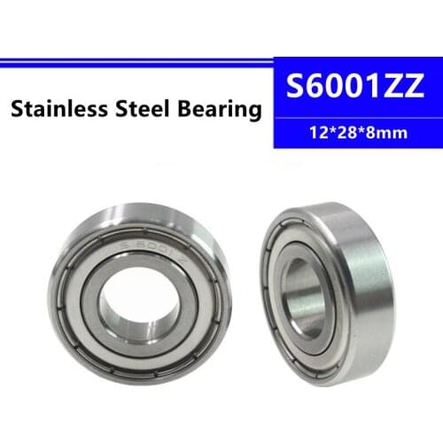10pcs/50pcs S6001ZZ 12*28*8mm Stainless Steel Deep Groove Ball Bearing 12x28x8mm S6001 S6001Z S6001-2Z SB6001ZZ