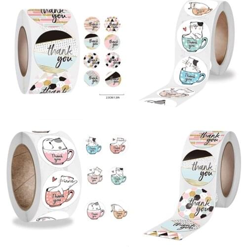 100-500 Cute Childrens Toys Round "thank You" Stickers Adhesive Labels Baking Wedding Decoration Birthday Party Sealing Sticker