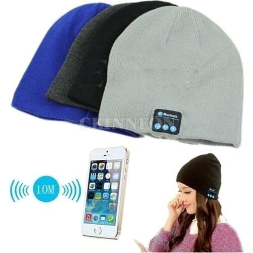 100Pcs/Lot Warm Beanie Hat Wireless Bluetooth Smart Cap Headphone Headset Speaker Mic New