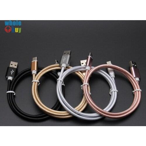 100pcs/lot USB Cable Type C Micro USB 8pin Data Sync Charger Cable Nylon Braided Charging Adapter for Iphone Samsung Huawei LG