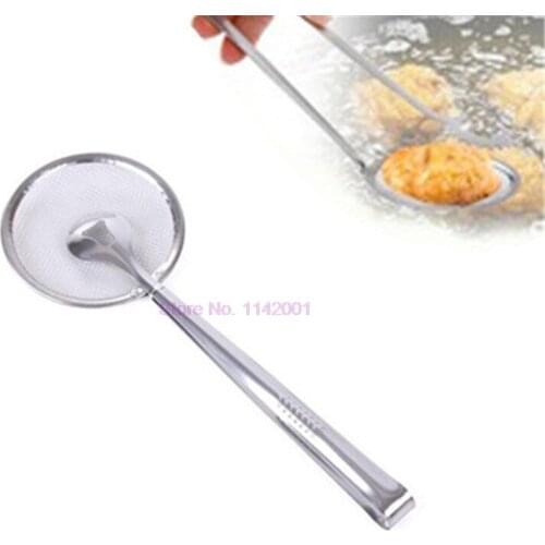 100pcs Multi-functional Stainless Steel Clamp Strainer Filter Spoon BBQ Filter Oil-Frying Filter Fried Food Clip Kitchen Tongs