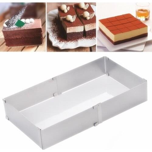 15-27.5CM Adjustable Stainless Steel Cake Square Mold Chocolate Mousse Ring Baking Accessories Cake Decorating Tools