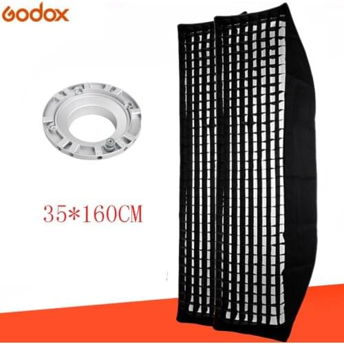 2PCS Godox softbox 35x160cm 14"x 63" Portable Rectangular Honeycomb Grid Softbox soft box with Bowens Mount for Studio Flash