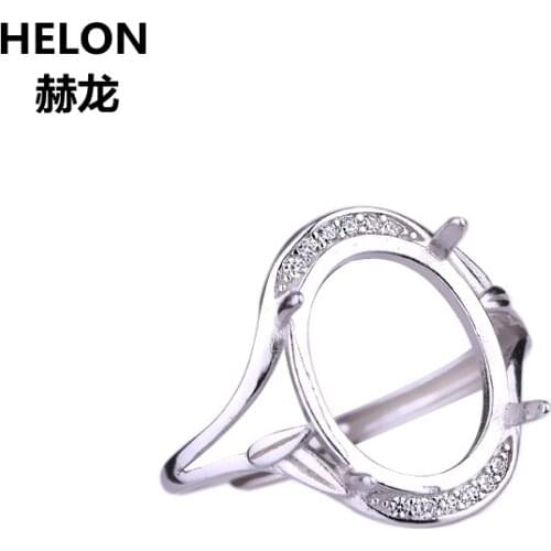 925 Sterling Silver Women Engagement Wedding Ring Cubic Zirconia CZ 11x14mm Oval Cabochon Semi Mount Ring Setting Wholesale