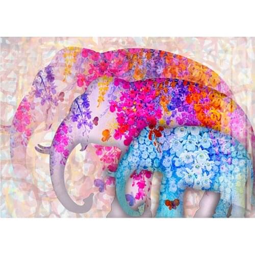 Diamond Embroidery colorful elephants 5D Diy Diamond Painting Diamond Pictures Rhinestone Diamond Mosaic Cross Stitch Decoration