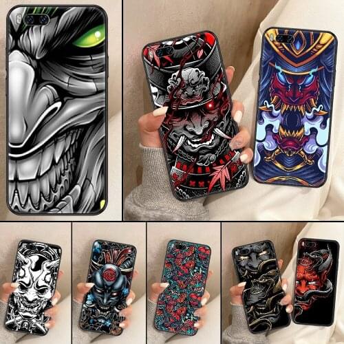 Japanese samurai oni mask Phone Case For Xiaomi Mi Note 8 9 10 11 9T 10T A3 Lite Pro Ultra black art cell cover painting back