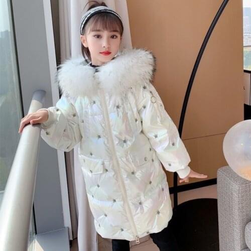 -30 Children Winter Jacket Clothes Girl Warm Waterproof Coat Hooded long Down Cotton Coats For Kids Outerwear Parka Clothing 12Y