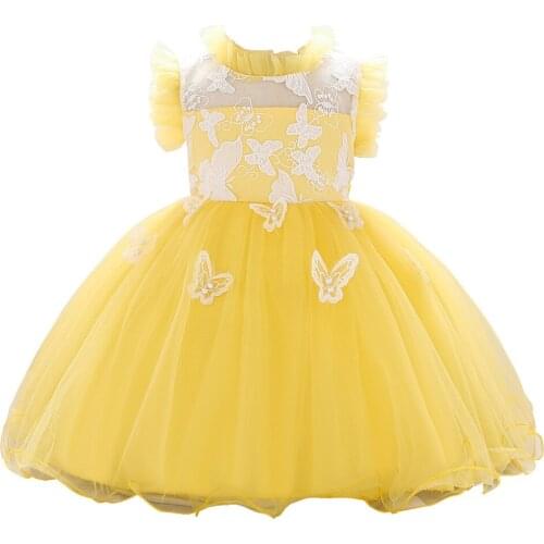 Flower Infant Party Dress For 1 Year Baby Girl Birthday Frock Toddler Christening Gown Baby Purple Prom Baptism Dresses