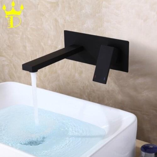 DISGOD Bathroom Basin Faucet Hot And Cold Water Wall Mount Sink Mixer Faucet Baking Varnish Single Handle Water Tap Blacken