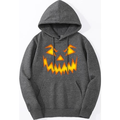 Hip Hop Streetwear Halloween Evil Smiley Face Sweatshirts Hoodies Men 2019 Spring Warm Fleece High Quality Loose Fit Men Hoodie