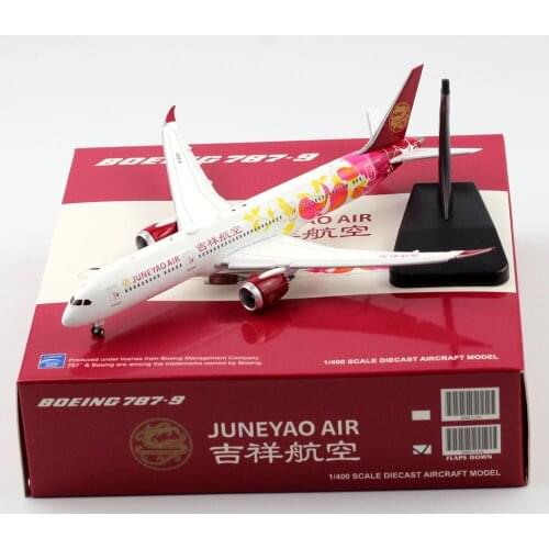 1:400 Alloy Collectible Plane Gift JC Wings XX4224A Juneyao Airlines Boeing B787-9 Diecast Aircraft Jet Model B-20D1 Flaps Down