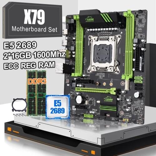 JINGSHA X79 LGA 2011 motherboard Set With XEON E5 2689 And 2*16GB=32GB DDR3 1600MHZ ECC REG RAM Support 4 Channels M.2 USB3.0