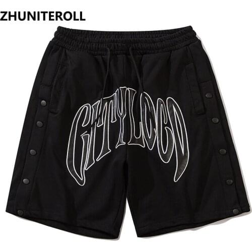 Side Button Harajuku 2021 Fashion Embroidery Shorts Streetwear Hip Hop Short Sweatpants Summer Jogger Baggy Skateboard Trousers