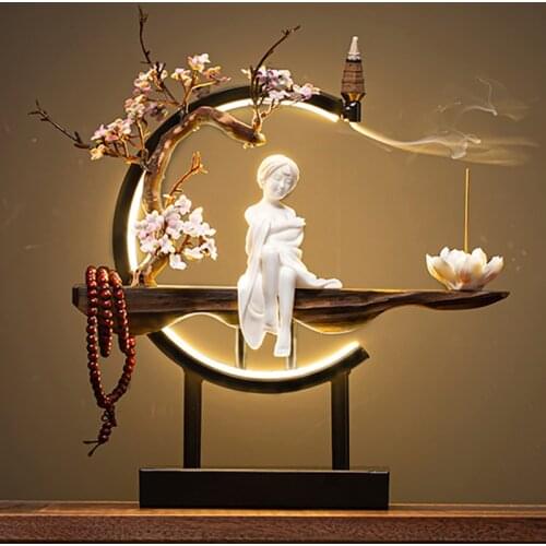 Creative Chinese Incense Burner Ceramic Modern High Quality Incense Burner Set Peach Blossom Kadzielnica Porch Decor EI50IB