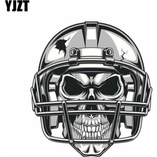 YJZT 11CM*12.2CM Car Sticker Funny Skull Sport Football Helmet Motorcycle Creative Decal 6-0664
