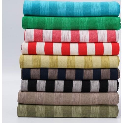 Summer Thin T-Shirt Sewing Materials Cotton Polyester Imitation Slub Fabric Stripe For Sewing Dress 50*185 Cm/Piece KA0009