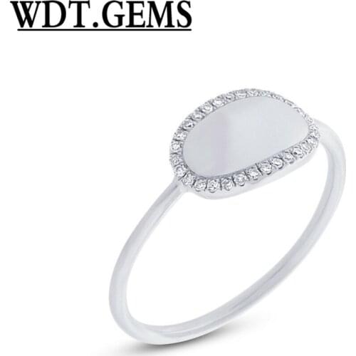 0.08 CT 10K White Gold Natural Round Cut Diamond ID Statement Fashion Bar Ring
