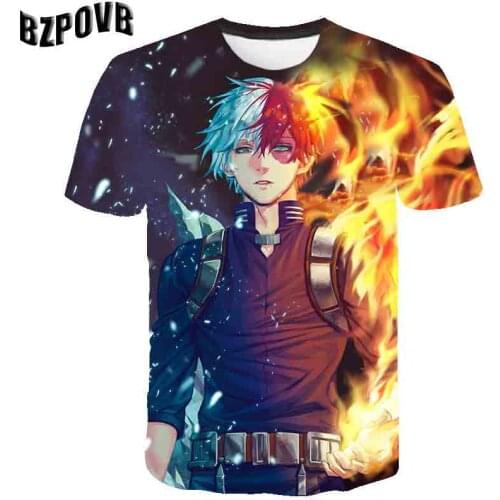 2019 summer new mens Tops T-shirt my hero college series 3D printing T-shirt casual breathable mens fashion Tops Tee