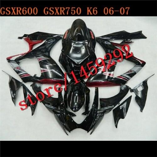 ABS Fairings for GSXR600 06 07 GSXR750 for SUZUKI GSX-R600 GSX-R750 2006 2007 black GSXR 600 750 06-07 K6 K7 fairing kits