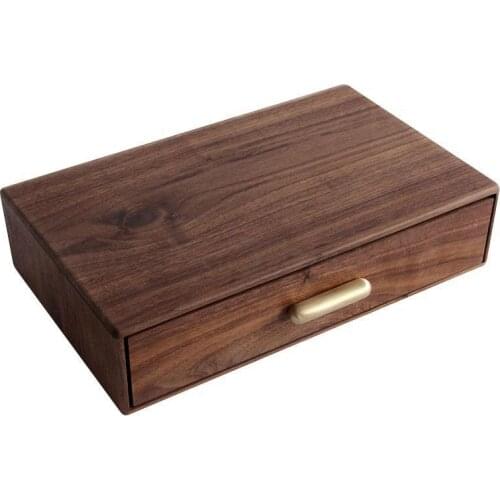 Workshop Solid Wood Receiving Box Desktop Black Walnut Drawer Receiving Box Display Increases Residence