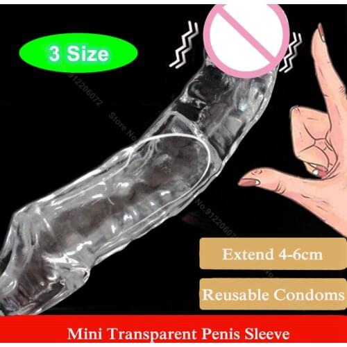 Transparent Penis Sleeve Reusable Condom Penis Extender Girth Enhancer Realistic Sleeve Sheath Delay Ejaculation Sex Toy for Men