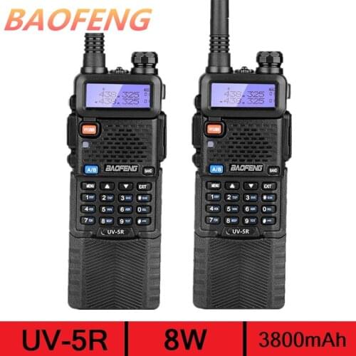 2PCS BAOFENG UV-5R 8W Walkie Talkie Long Range VHF UHF CB Radio Transceiver Ham Radio Amateur 3800mAh Battery Transmitter UV5R