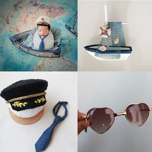 Newborn Photography Props Baby Military Cap Air Force Navy Hat Combination Suit Uniform Decorations Infant Photo Shooting Props