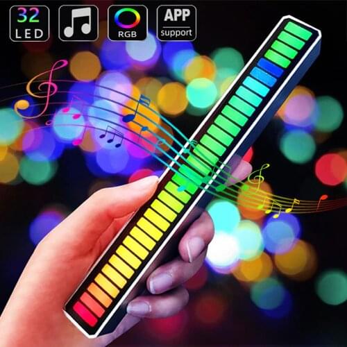 RGB LED Voice-Activated Pickup Rhythm Light Music Atmosphere Lamp RGB Music Light Bar USB Colorful Lamp For Car Party Recreation