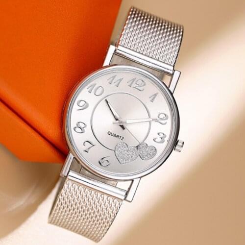 2020 Luxury Silicone Mesh Belt Love Heart Rhinestone Womenes Clocks Fashion Quartz Watches For Women Zegarek Damski Montre Femme